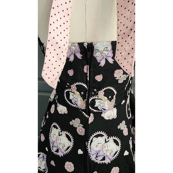 Hell Bunny Amelia Fit & Flare 50s Style Halter Mini Dress Heart Cats Print Small - Picture 7 of 8